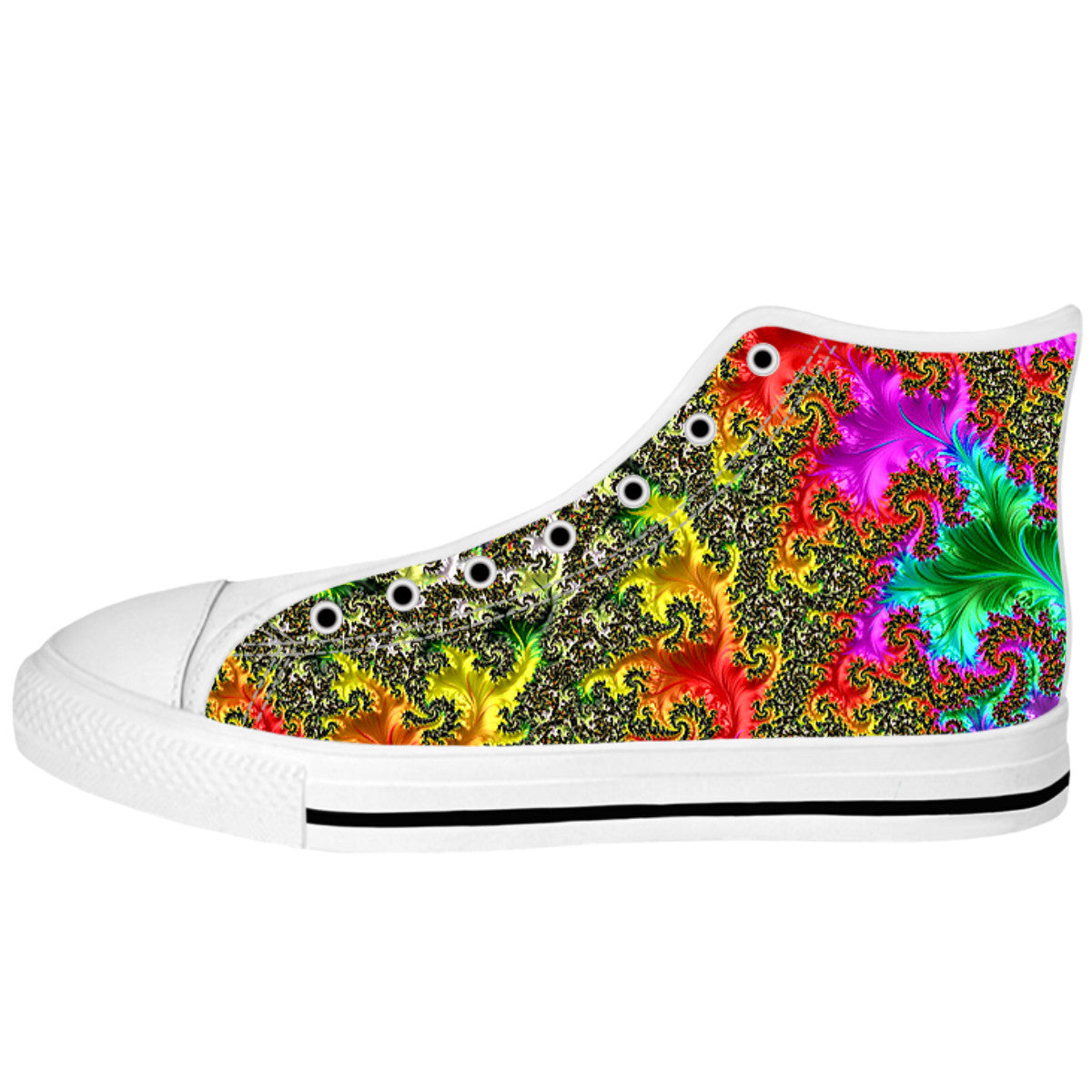 Rainbow Fractal High Top Shoes